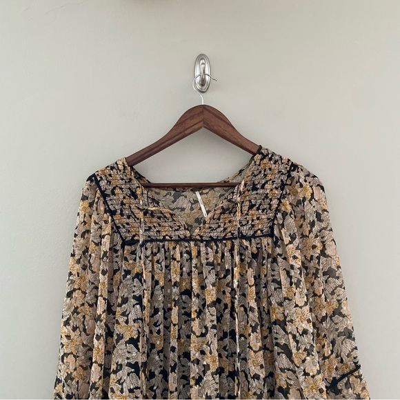 FREE PEOPLE Free Swinging Black Floral Print Mini Dress Size Small - Picture 5 of 11